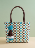 Turquoise Dots Tote Bag-Medium