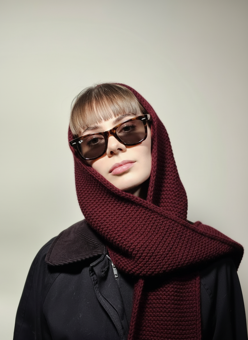 MARGOT – Oversized Wool Blend Hood Scarf