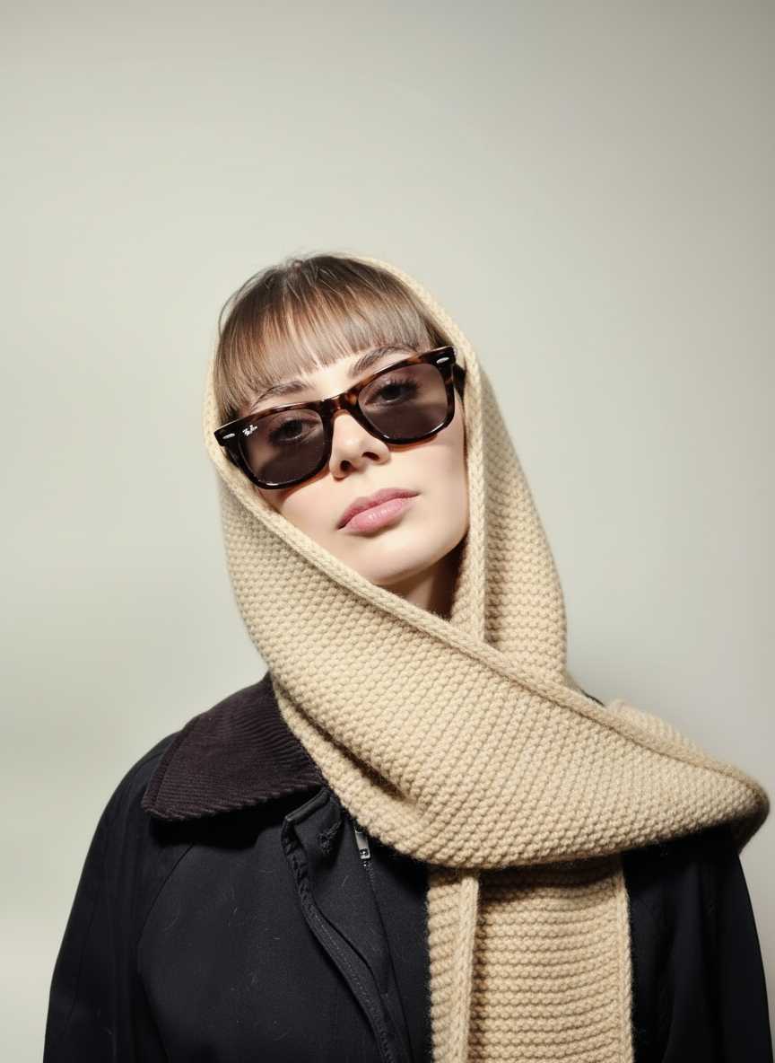 MARGOT – Oversized Wool Blend Hood Scarf