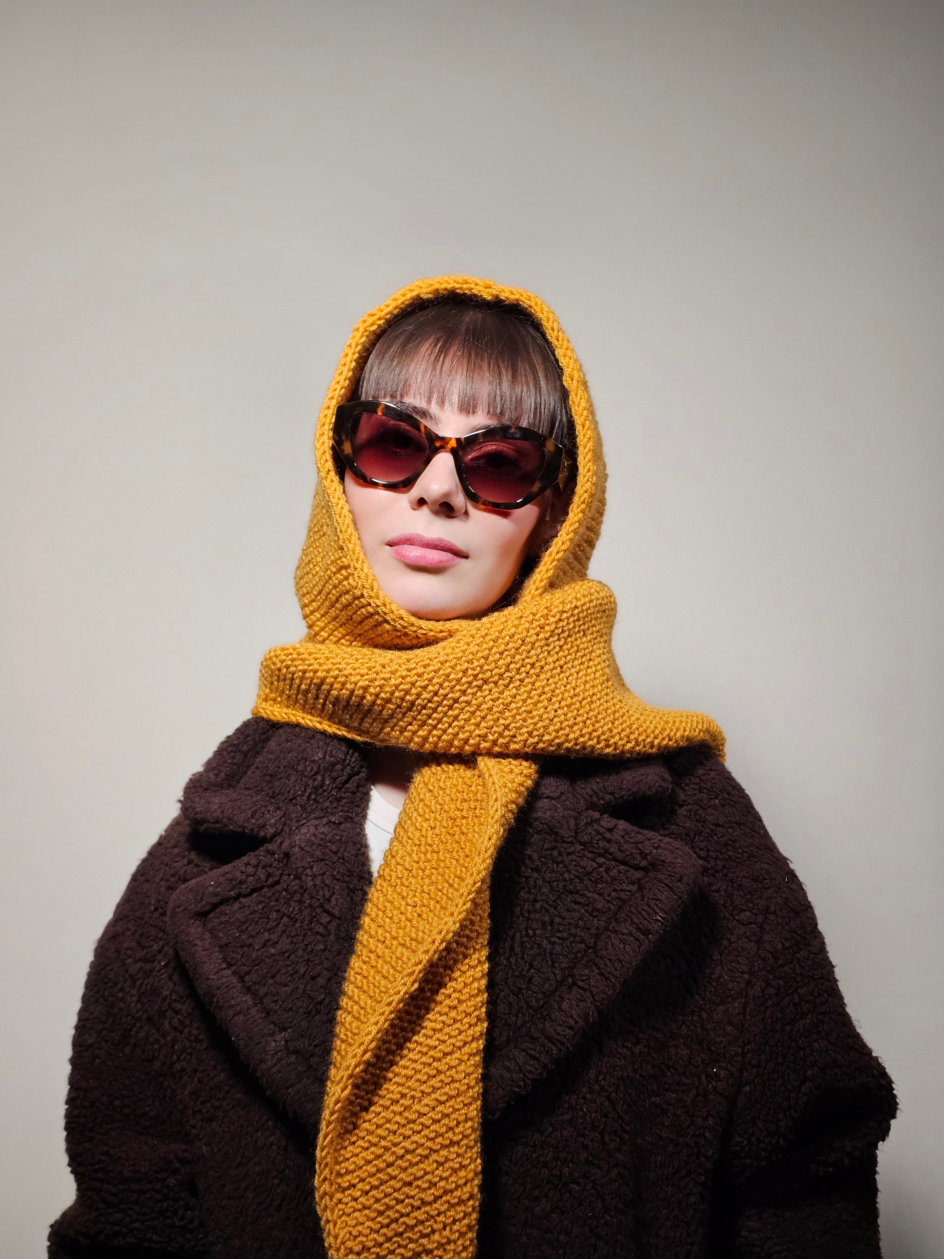 MARGOT – Oversized Wool Blend Hood Scarf